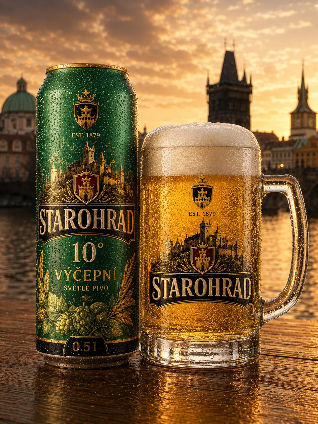 Výčepní STAROHRAD — can and glass