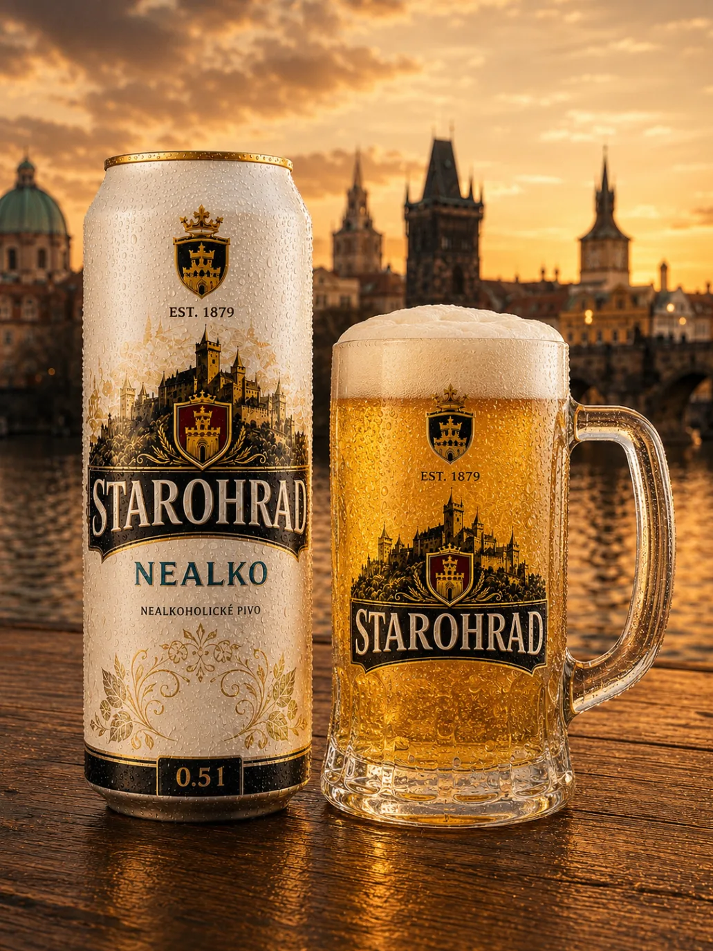 Nealko STAROHRAD — can and glass