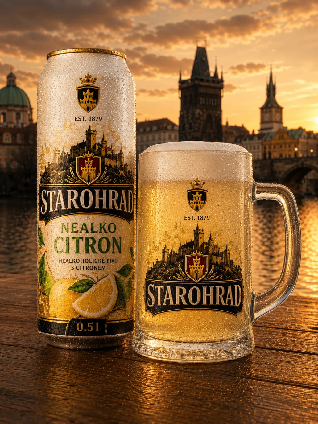Nealko Citron STAROHRAD — can and glass